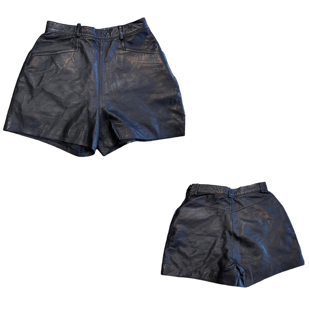 TANNERY WEST Black Genuine leather high Waist shorts